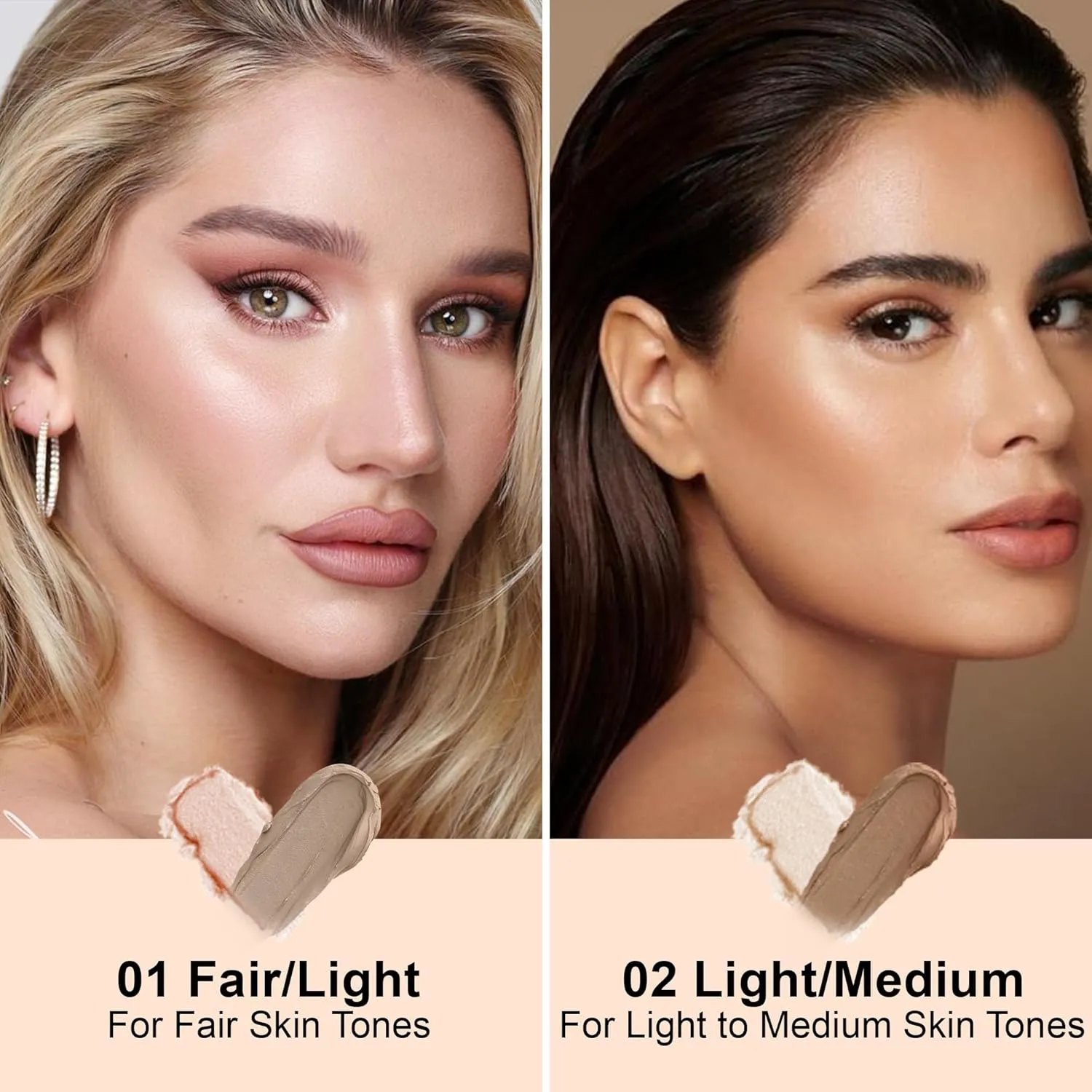 FV 2-in-1 Contour & Highlighter Stick - 2 Pack, Waterproof, Long-Lasting, Creamy & Blendable Formula, Dual-Ended Sculpting Stick for Face & Body, Shades: 01 Fair/Light & 02 Light/Medium