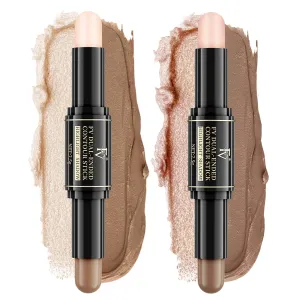 FV Dual-Ended Contour & Highlighter Stick - 2 Pack, Waterproof, Long-Lasting, Creamy & Blendable Formula, Natural Finish Sculpting Stick for Face & Body, Shades: 02 Light/Medium & 04 Natural Medium