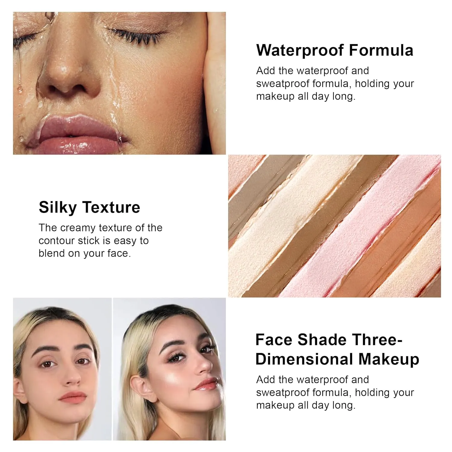 FV Dual-Ended Contour & Highlighter Stick - 2 Pack, Waterproof, Long-Lasting, Creamy & Blendable Formula, Natural Finish Sculpting Stick for Face & Body, Shades: 02 Light/Medium & 04 Natural Medium
