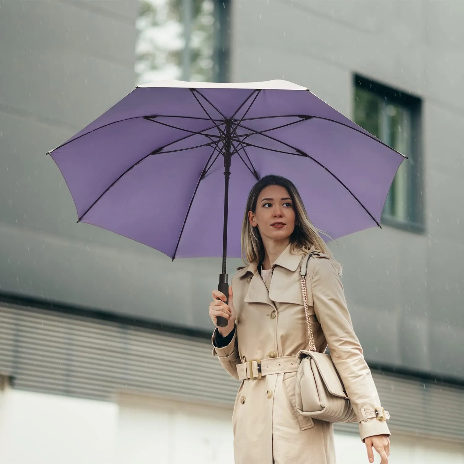 G4Free 54/62 Inch Windproof UV Protection Golf Umbrella Extra Large Silver Coated Automatic Open Stick Long Umbrella