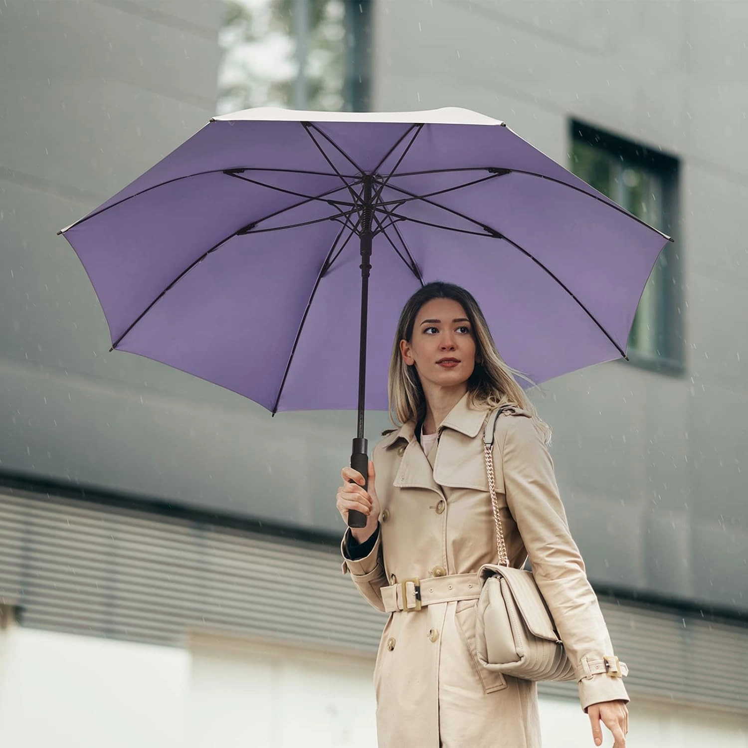 G4Free 54/62 Inch Windproof UV Protection Golf Umbrella Extra Large Silver Coated Automatic Open Stick Long Umbrella
