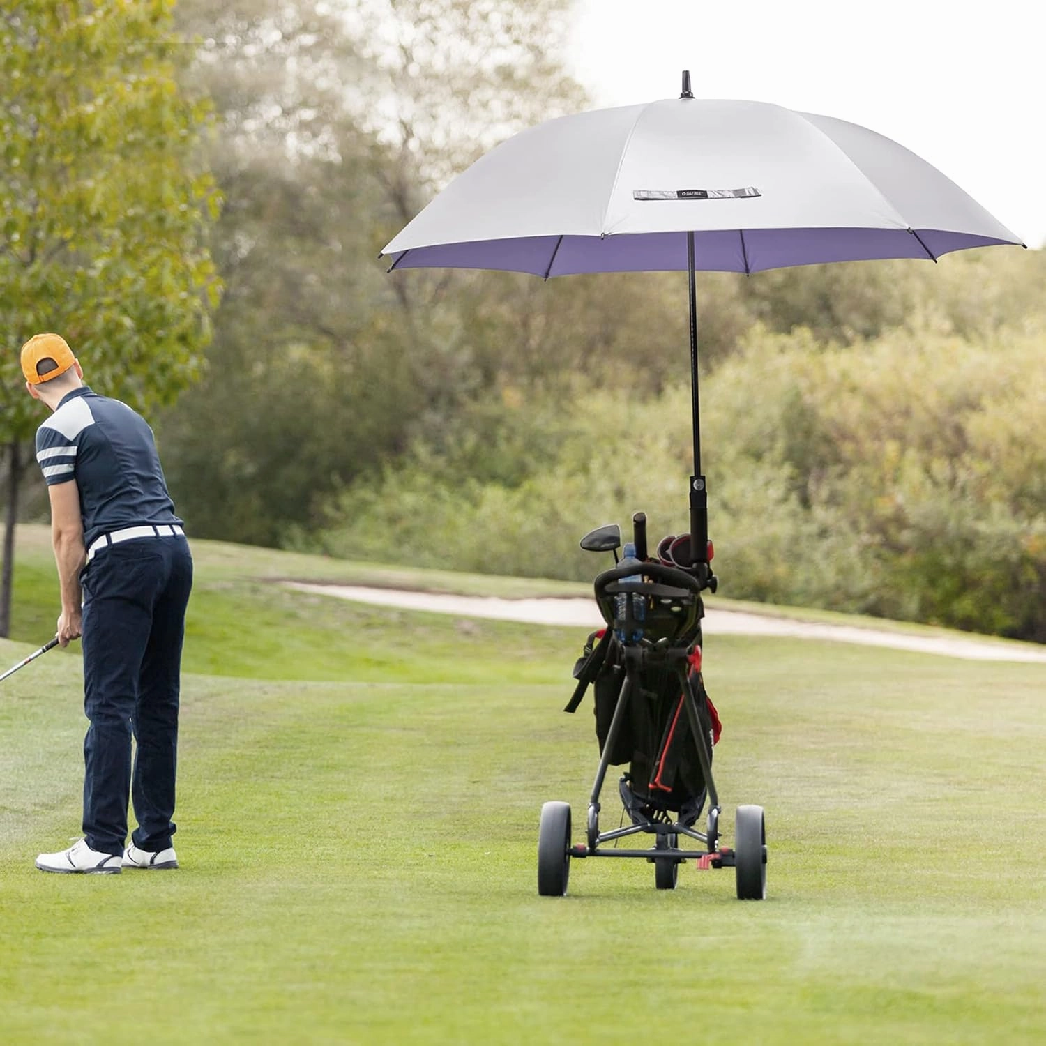 G4Free 54/62 Inch Windproof UV Protection Golf Umbrella Extra Large Silver Coated Automatic Open Stick Long Umbrella