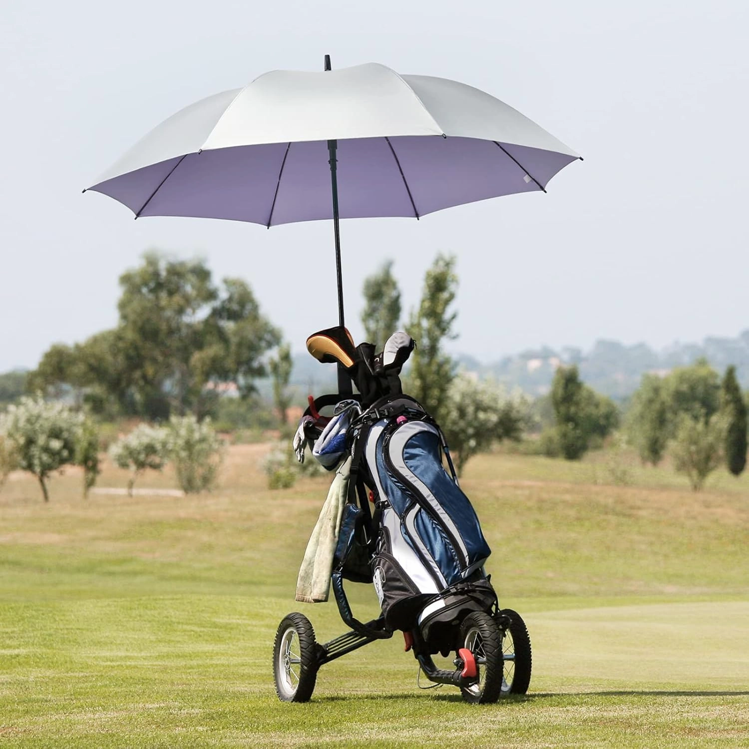 G4Free 54/62 Inch Windproof UV Protection Golf Umbrella Extra Large Silver Coated Automatic Open Stick Long Umbrella