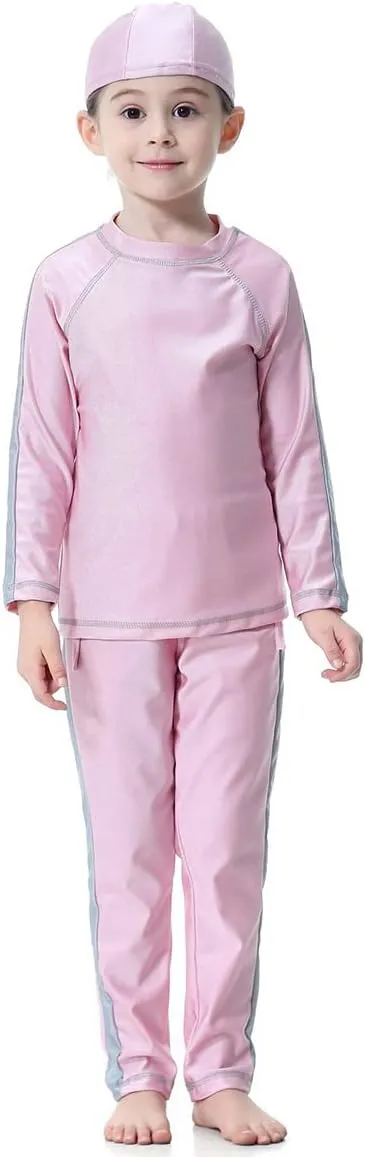 Girls Muslim Swimsuit Sweetheart Top   Pants Full Coverage Swimwear Islamic Cap Swimming Burkini Bathing Suit