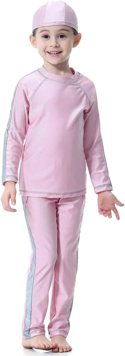 Girls Muslim Swimsuit Sweetheart Top   Pants Full Coverage Swimwear Islamic Cap Swimming Burkini Bathing Suit