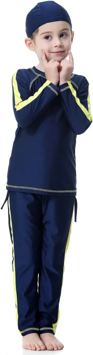 Girls Muslim Swimsuit Sweetheart Top   Pants Full Coverage Swimwear Islamic Cap Swimming Burkini Bathing Suit