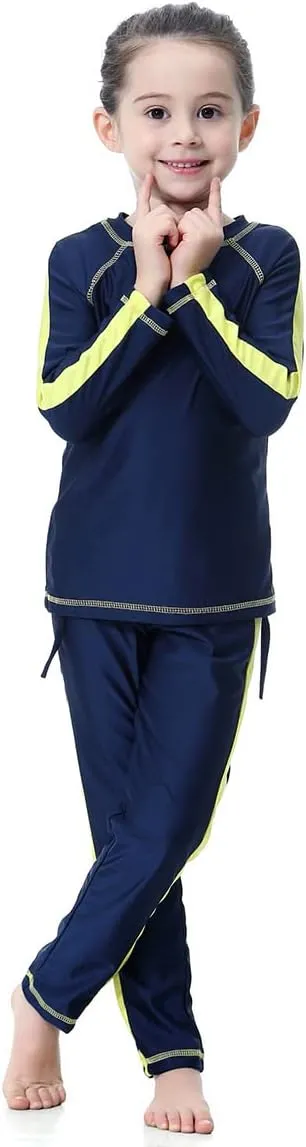 Girls Muslim Swimsuit Sweetheart Top   Pants Full Coverage Swimwear Islamic Cap Swimming Burkini Bathing Suit