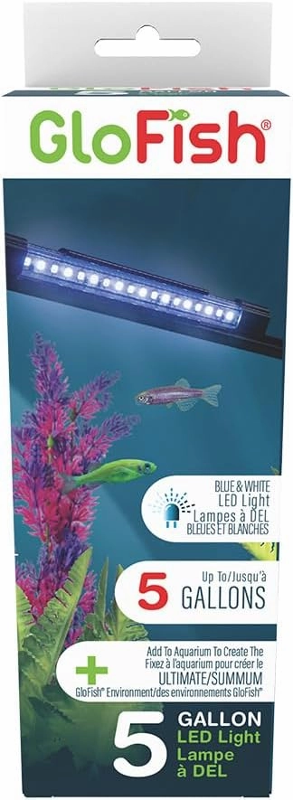 GloFish 6-Inch LED Light Stick for Fish Aquariums Up to 5 Gallons, 1 Count, with White and Blue LED Lights