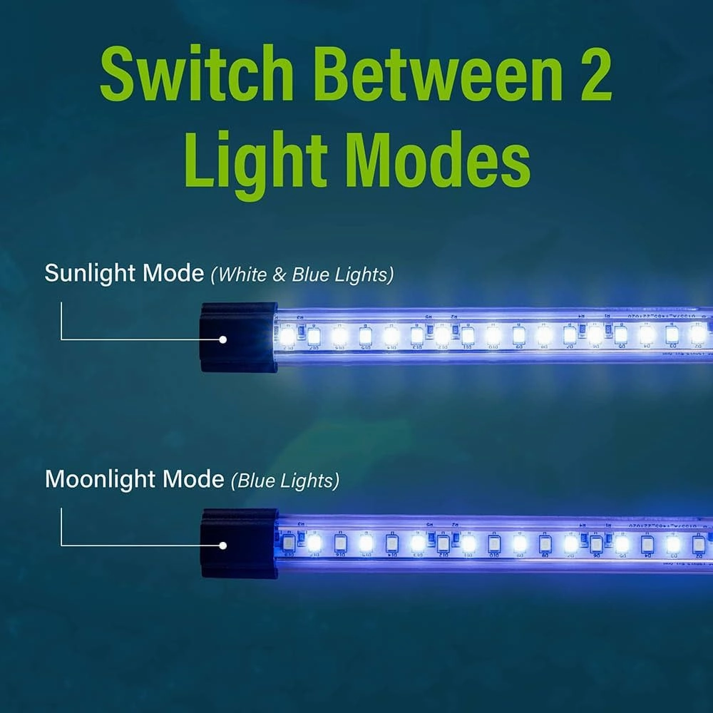 GloFish 6-Inch LED Light Stick for Fish Aquariums Up to 5 Gallons, 1 Count, with White and Blue LED Lights