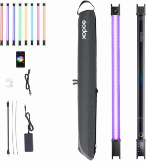 Godox TL60 RGB Tube Light, Full Color RGB LED Video Light, 2700K-6500K Rechargeable Dimmable LED Light Stick, CRI 96 , TLCI 98  with Built-in 2600mAh Battery and APP DMX Control