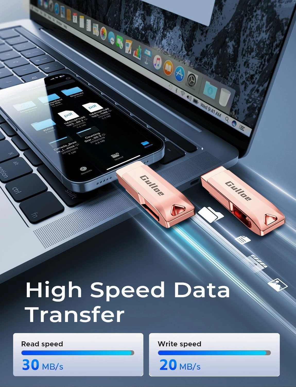 Gulloe 512GB USB Flash Drive Intended for iPhone iPad, Memory Stick Storage for Photos and Videos Backup, Compatible with iPhone iPad Android PC, Plug and Play, No Application Required (Rose Gold)