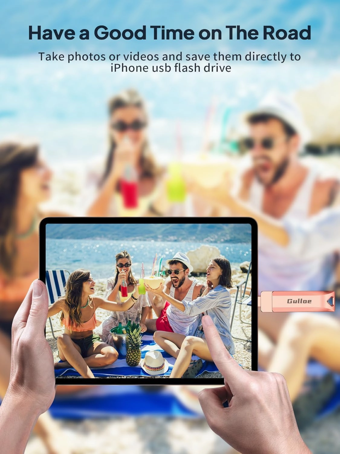 Gulloe 512GB USB Flash Drive Intended for iPhone iPad, Memory Stick Storage for Photos and Videos Backup, Compatible with iPhone iPad Android PC, Plug and Play, No Application Required (Rose Gold)