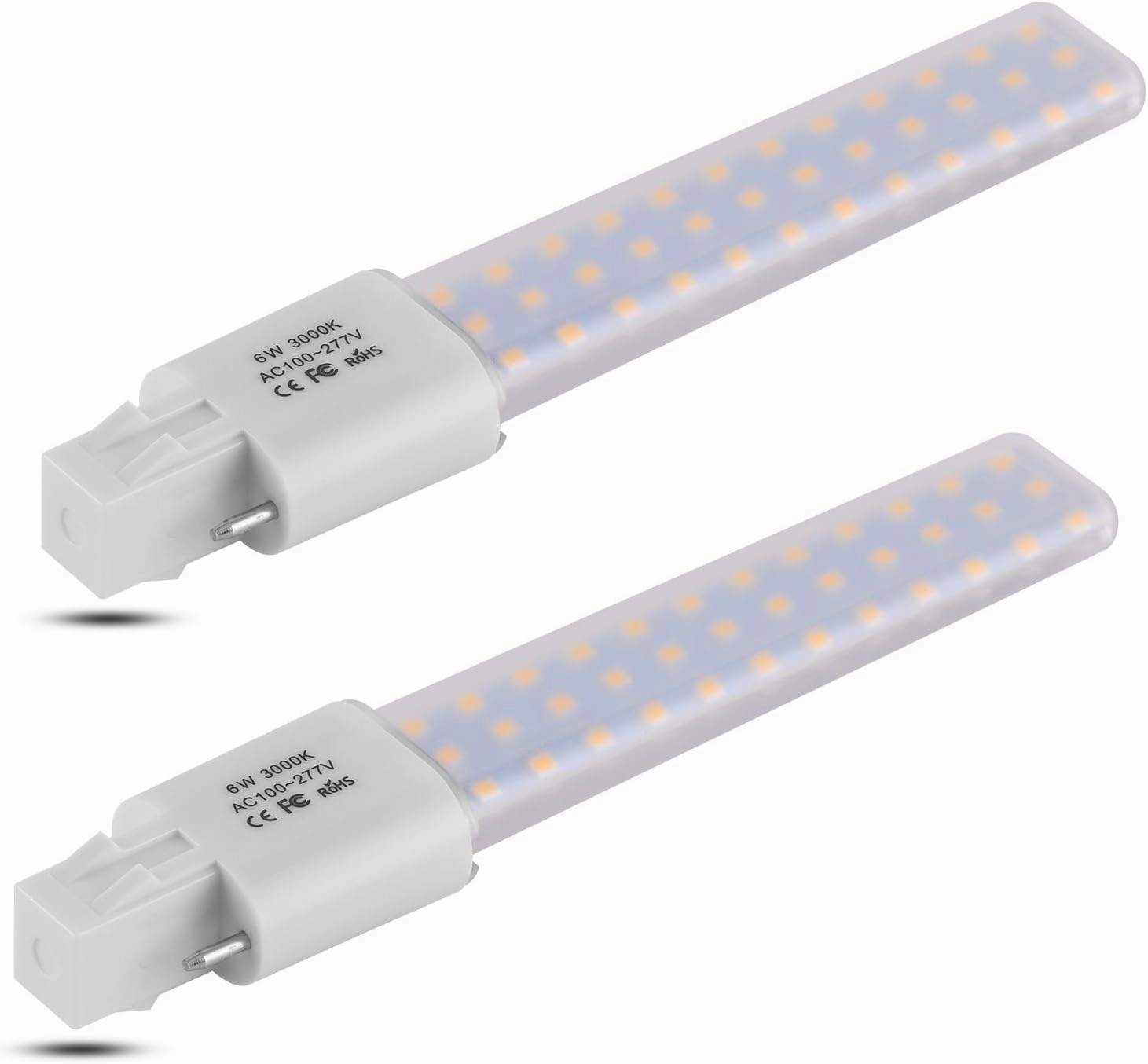 GX23 LED Light Bulb Plug and Play Replacement 13W CFL LED Stick PL Bulb GX23-2 Pin Base,360° Beam Angle,Warm White 3000K,Driven by 100-277V and CFL Ballast 2 Pack (Warm White, GX23 6W)