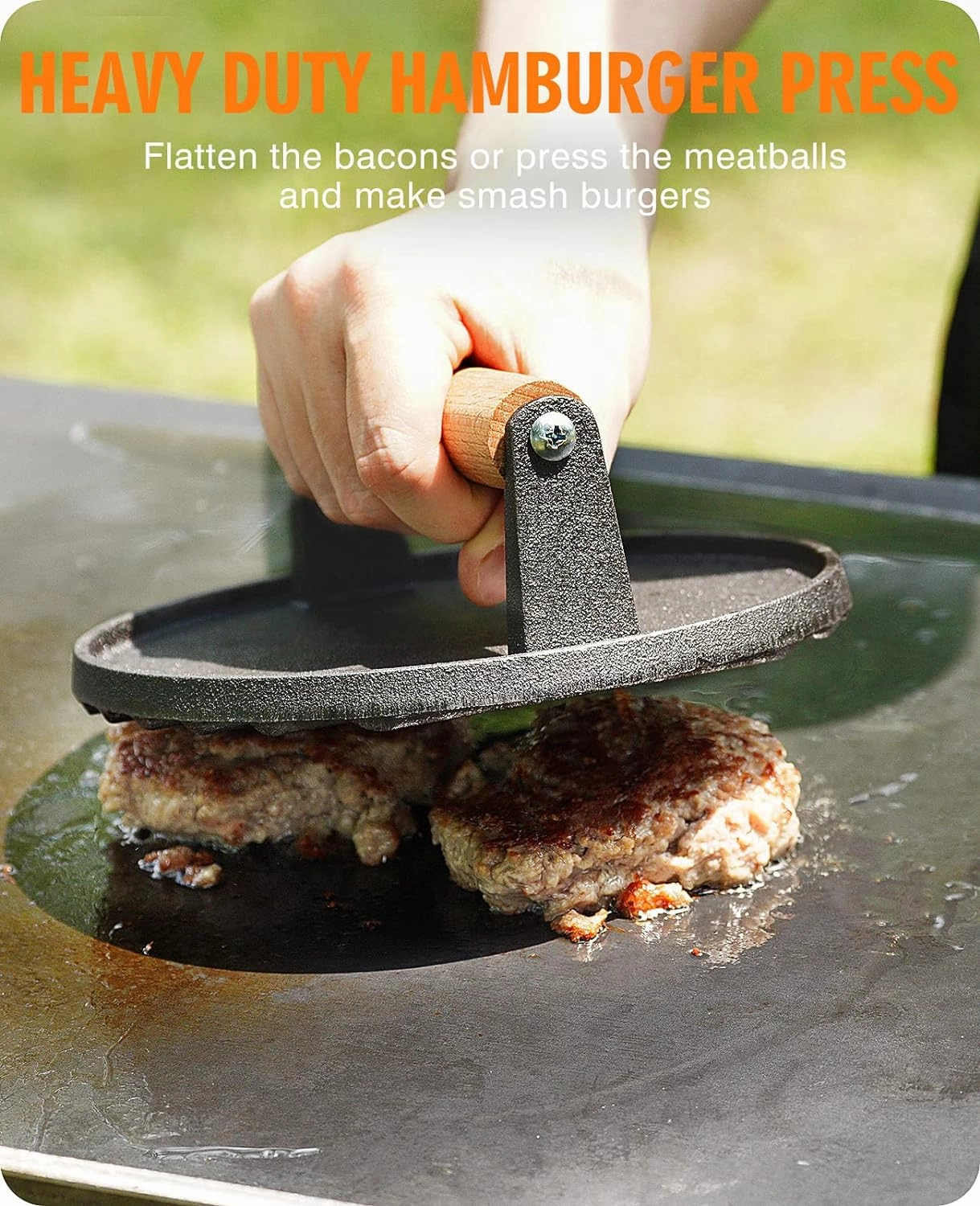 HOMENOTE Griddle Accessories for Blackstone, Commercial Grade 12 Inch Heavy Duty Melting Dome with Round Cast Iron Smash Burger Press Perfect for Flat Top Hibachi Grill Outdoor Indoor