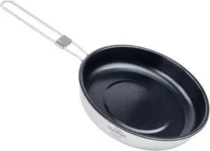 iBasingo 1500ml Titanium Non-stick Frying Pan with Folding Handle 22cm / 8.67" Outdoor Camping Skillet Ultralight Cookware Small Griddles Backpacking Cooking Kit Good for Fired Egg Steak Ti2070C