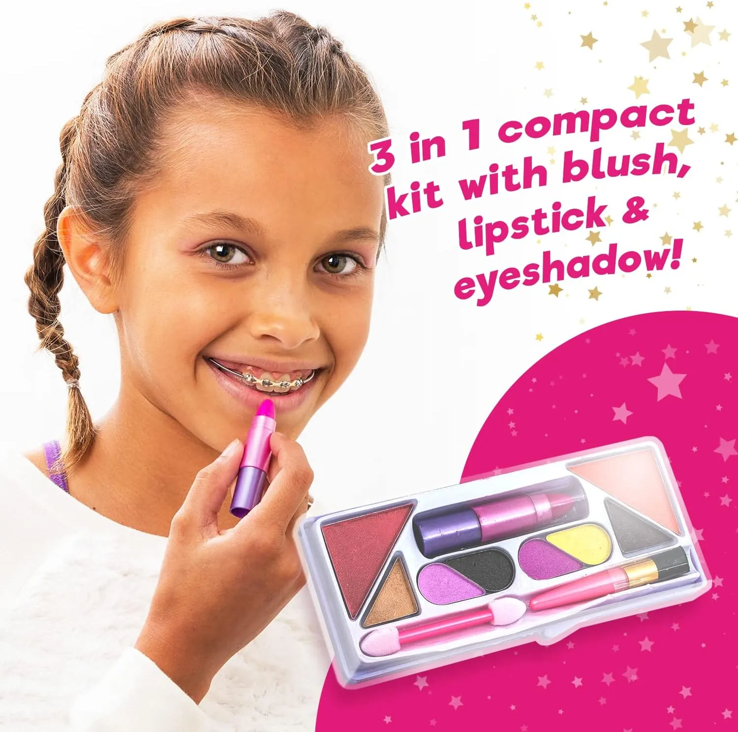 JA-RU Makeup Beauty Color Girl Professional Makeup (12 Sets) Great Party Favors Toys for Girls Makeup Brush Set Eyeshadow Palette 095-12p
