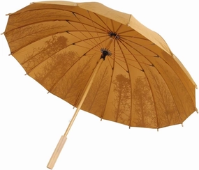 JITEM Long Stick Umbrella 16 Ribs Windproof Oversized Umbrella Wooden Handle Retro Trees Print Large Canopy Golf Umbrella for Business Travel