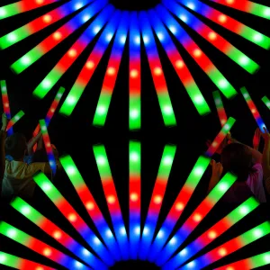 JOYIN 42 PCS Foam Glow Sticks Party Favors, Bulk LED Foam Light Up Sticks with 3 Modes Color Flashing Glow Party Supplies for Wedding, Concert, Camping, Birthday, Raves, Carnival