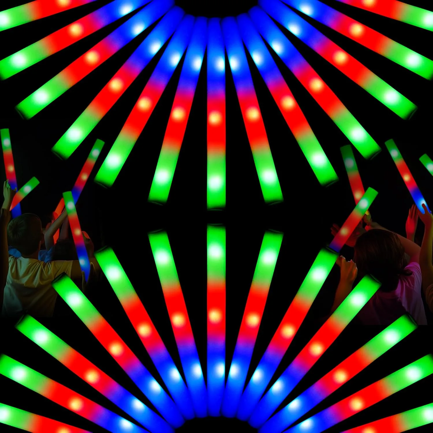 JOYIN 42 PCS Foam Glow Sticks Party Favors, Bulk LED Foam Light Up Sticks with 3 Modes Color Flashing Glow Party Supplies for Wedding, Concert, Camping, Birthday, Raves, Carnival
