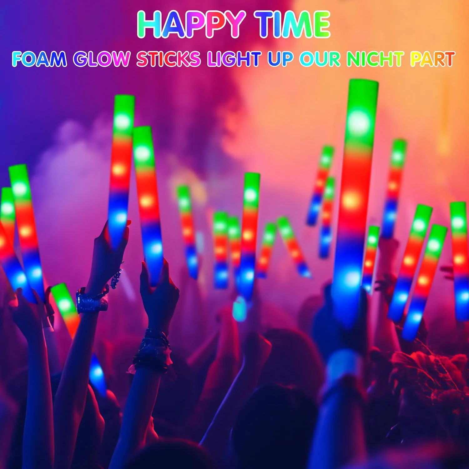 JOYIN 42 PCS Foam Glow Sticks Party Favors, Bulk LED Foam Light Up Sticks with 3 Modes Color Flashing Glow Party Supplies for Wedding, Concert, Camping, Birthday, Raves, Carnival