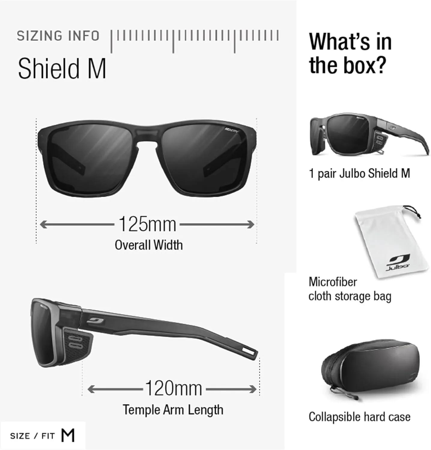 Julbo Shield M Glacier Sunglasses Men & Women/Photochromic lenses for Mountaineers, Hiking, Skiing & Snow travel 100% UV