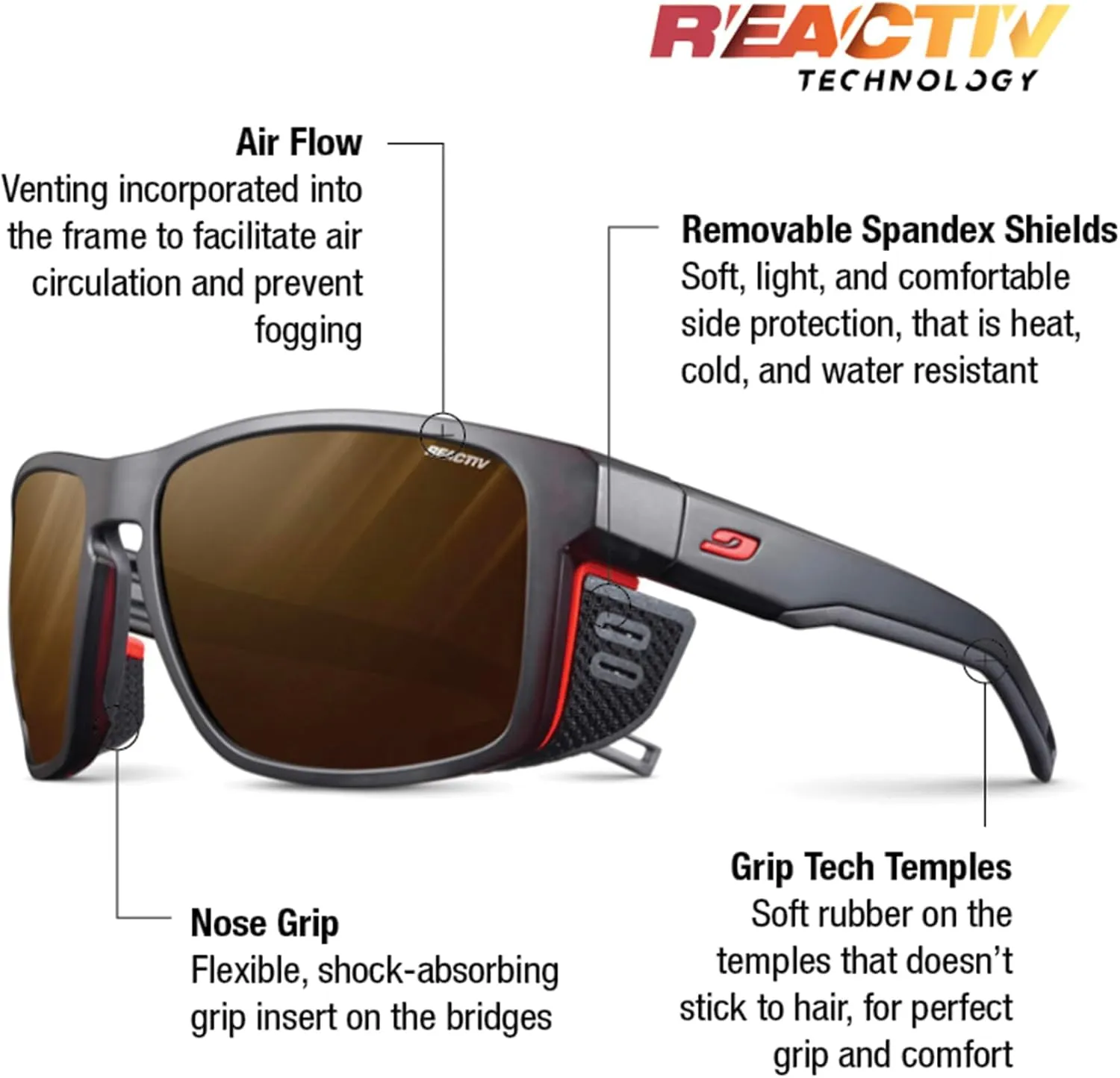 Julbo Shield M Glacier Sunglasses Men & Women/Photochromic lenses for Mountaineers, Hiking, Skiing & Snow travel 100% UV