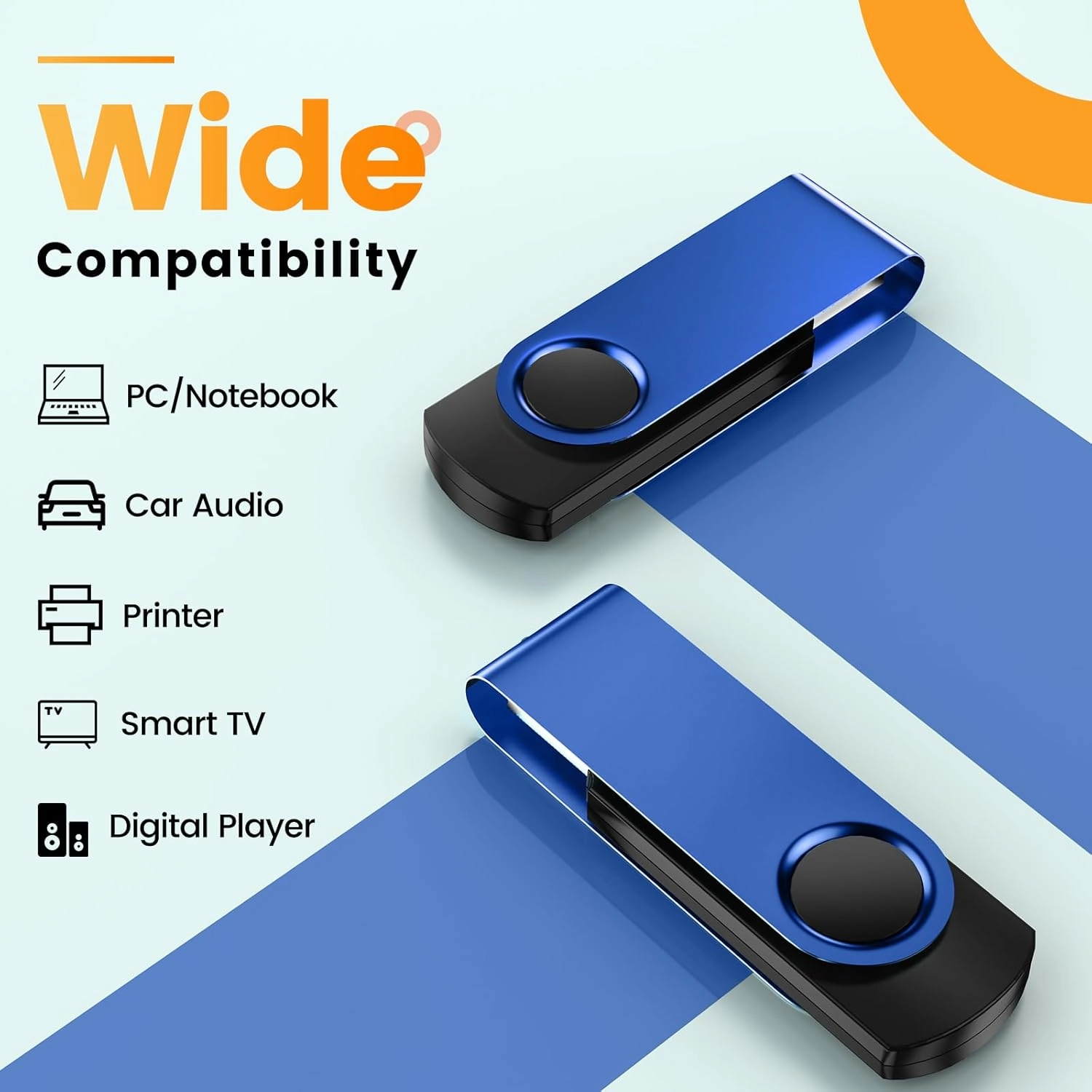 Kepmem 16GB Flash Drive Bulk 10 Pack Thumb Drive Swivel USB Drive Metal Memory Stick Portable 16 GB USB Stick 16 Giga Pendrive Blue Jump Drive Zip Drive for Office Data Storage