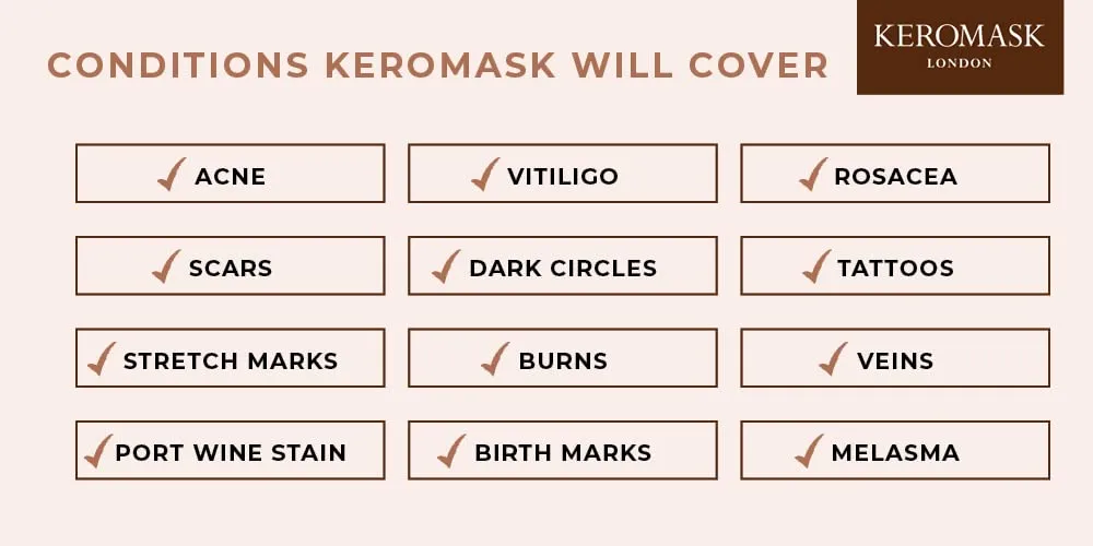 Keromask Full Coverage Concealer | Dark No 7 | Camouflage Makeup | Waterproof Concealer | Hypoallergenic | Vitiligo, Tattoo, Rosacea, Tattoo Cover |24 Shades