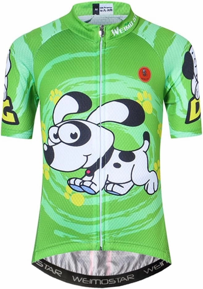 Kids Cycling Jersey Set with 3D Padded Shorts Cartoon Bike Top
