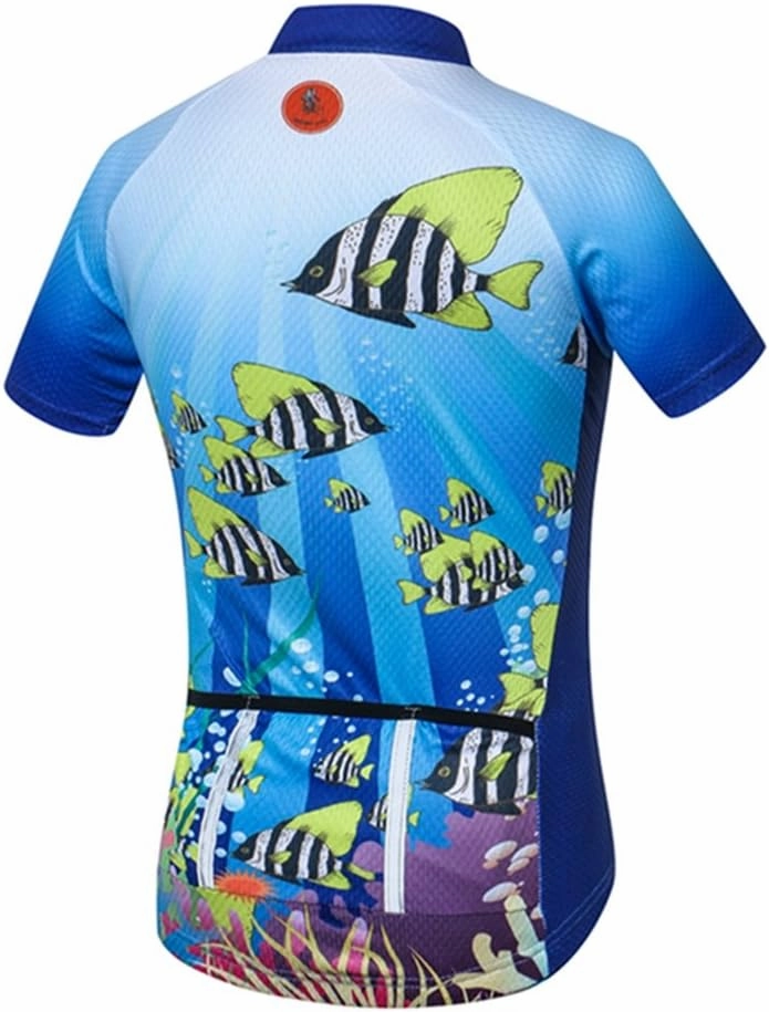 Kids Cycling Jersey Set with 3D Padded Shorts Cartoon Bike Top