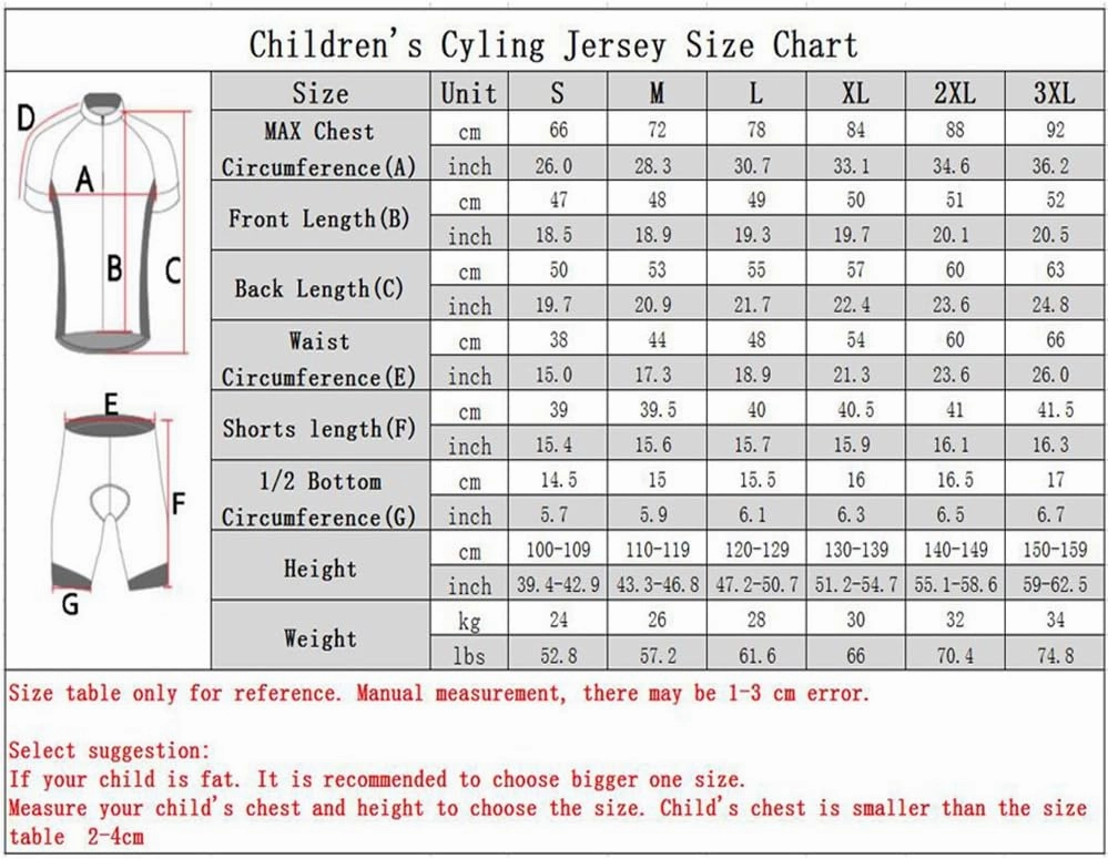 Kids Cycling Jersey Set with 3D Padded Shorts Cartoon Bike Top