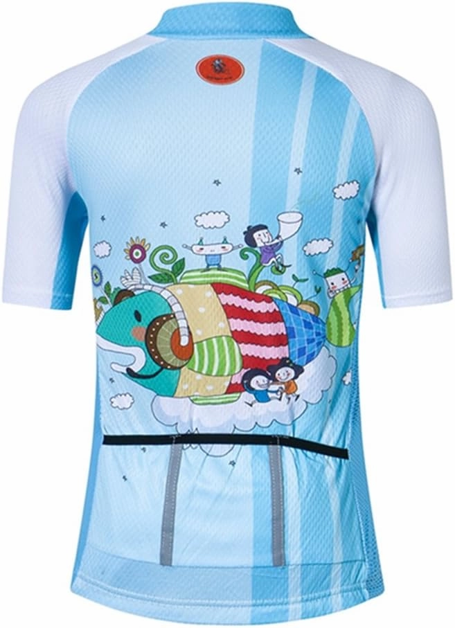 Kids Cycling Jersey Set with 3D Padded Shorts Cartoon Bike Top