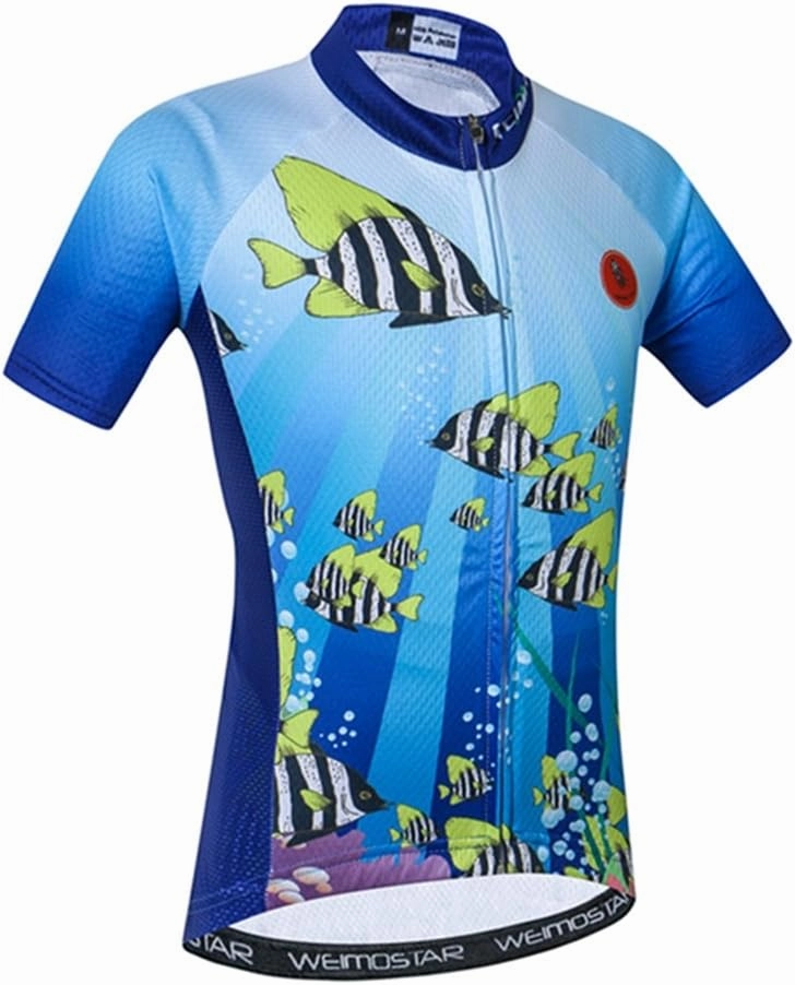 Kids Cycling Jersey Set with 3D Padded Shorts Cartoon Bike Top