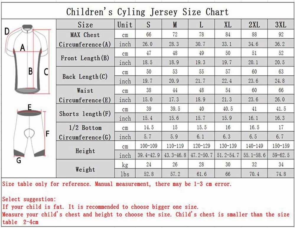 Kids Cycling Jersey Set with 3D Padded Shorts Cartoon Bike Top