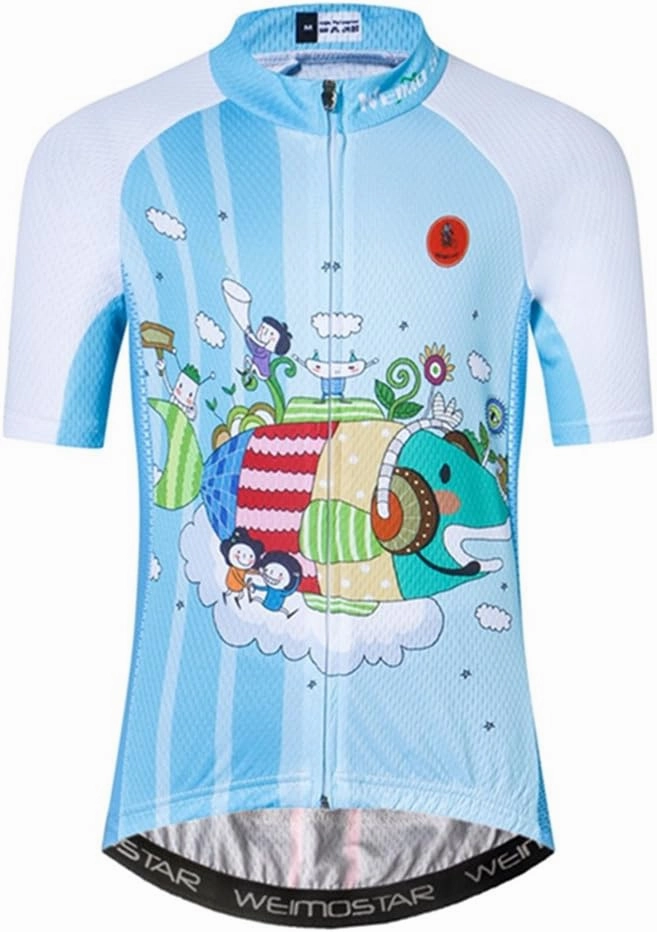Kids Cycling Jersey Set with 3D Padded Shorts Cartoon Bike Top