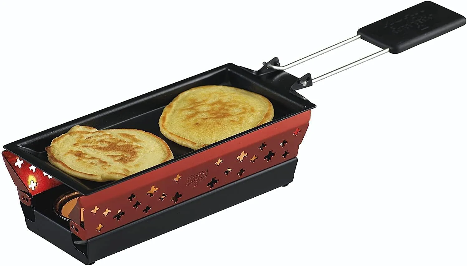 Kuhn Rikon Raclette Mini Candle Light Set, 6pcs., Chafing Dish, Pans, Scraper, Red, 20x9.5x5.5 cm, 32108