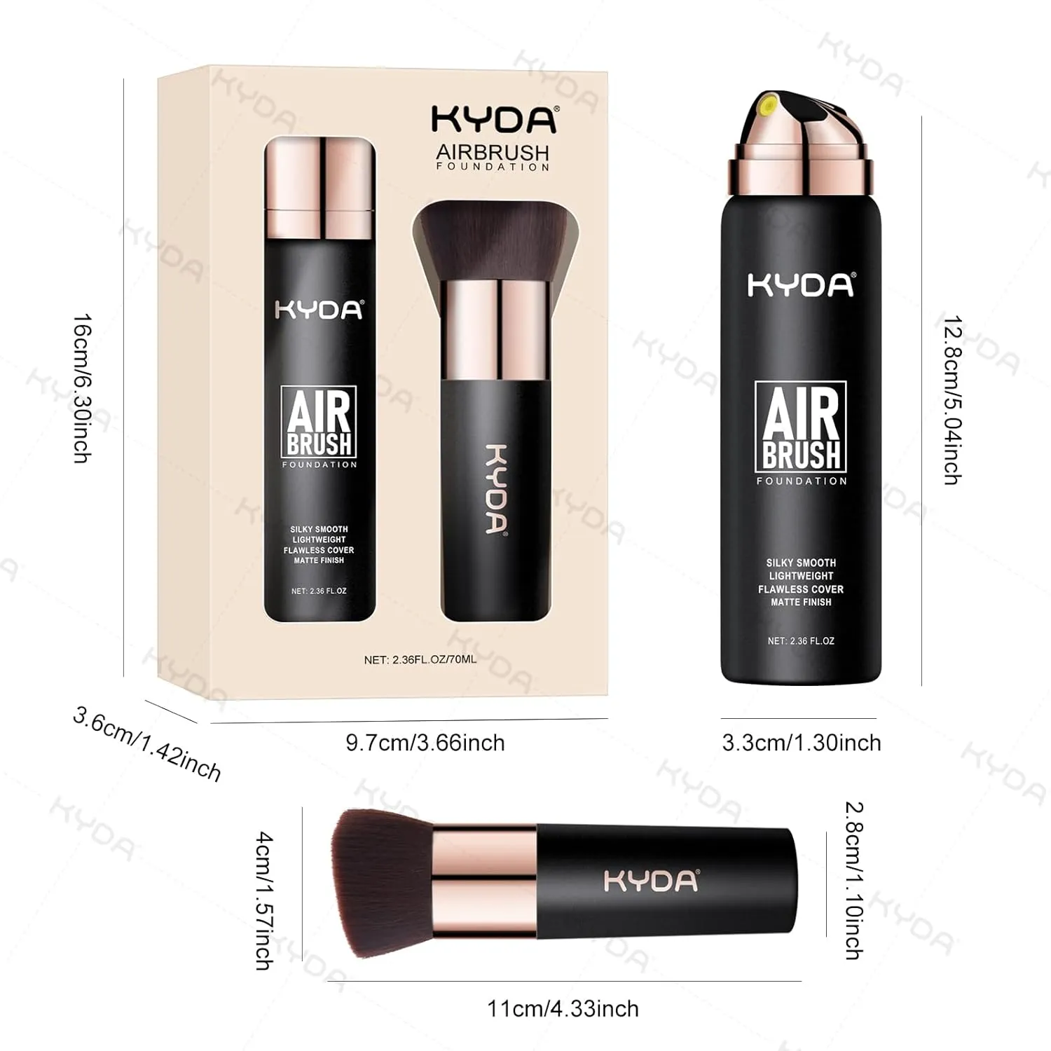 KYDA AirBrush Foundation Spray, Silky Foundation Mist Makeup, Flawless Coverage for Smooth Creamy Nude Finish, Breathable Blendable Lasting Formula, Moisturizing Makeup Primer-#220 Natural Beige
