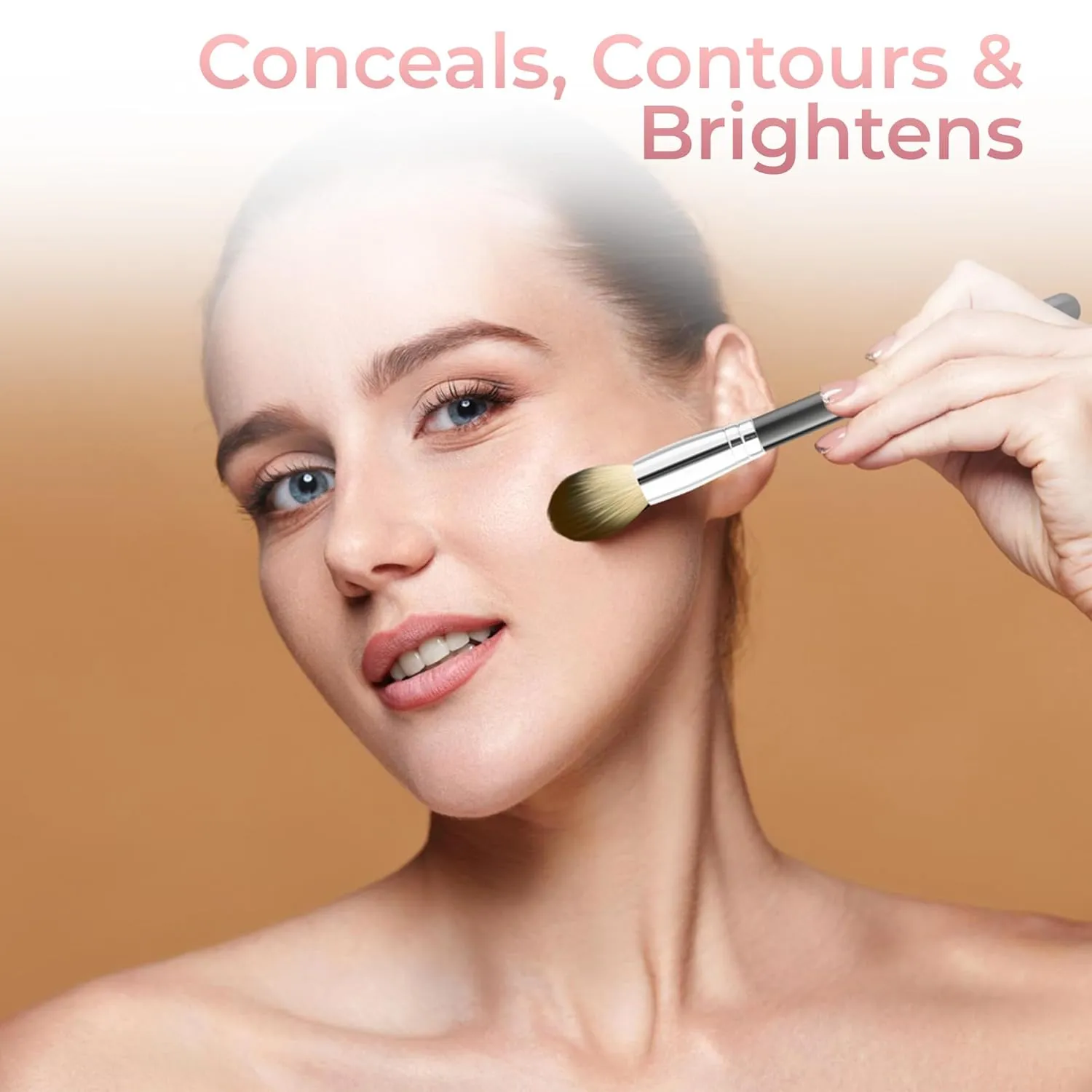 LIGHT CONCEALER with BLENDING BRUSH Mineral Makeup Matte Loose Corrector Powder Bare Face Cover Up Hide Blemishes Redness Under Eyes Dark Circles Scars Baked On Full Coverage SPF 20