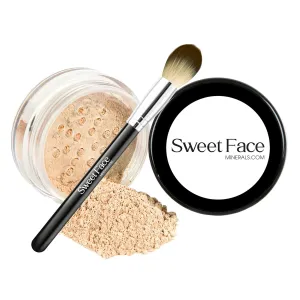 LIGHT CONCEALER with BLENDING BRUSH Mineral Makeup Matte Loose Corrector Powder Bare Face Cover Up Hide Blemishes Redness Under Eyes Dark Circles Scars Baked On Full Coverage SPF 20
