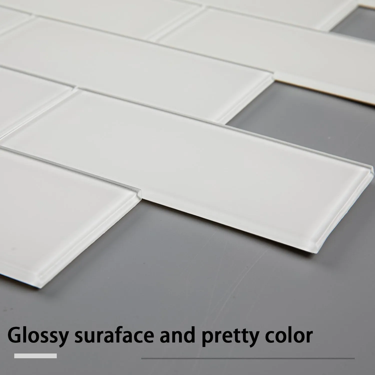 Lovdeco Peel and Stick Glass Subway Tile, 3 x 6 Inch, 5 Sq Ft, White Glass for Bathroom Kitchen Backsplash Wall, 40-Pack
