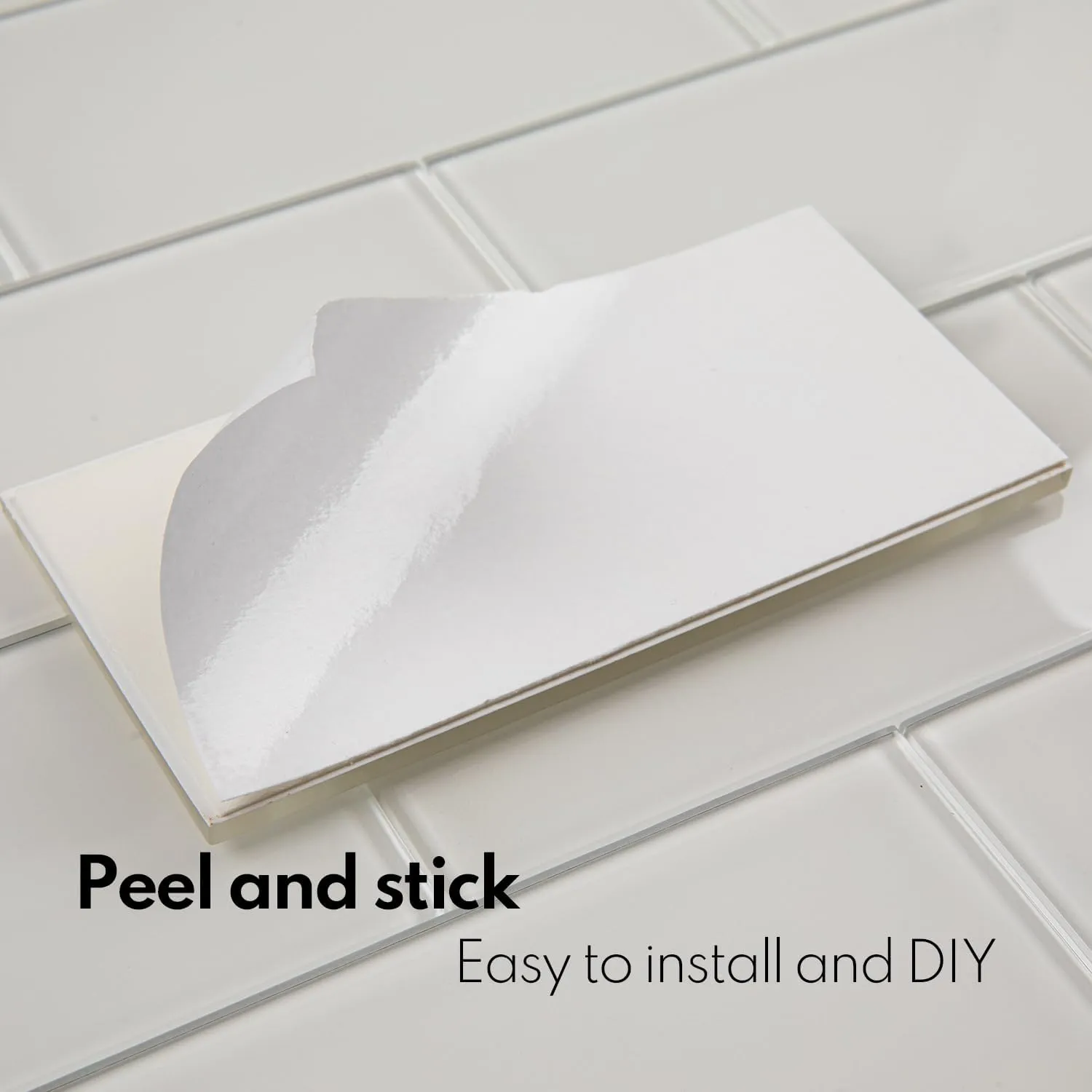 Lovdeco Peel and Stick Glass Subway Tile, 3 x 6 Inch, 5 Sq Ft, White Glass for Bathroom Kitchen Backsplash Wall, 40-Pack