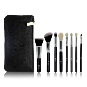 Makeup Brushes Set Natural Goat Hair Synthetic Makeup Brush Set Professional Kabuki Makeup Foundation Eyeliner Lip Powder Cosmetic Brushes Kit with Zipper Bag (8 pcs, Black1)