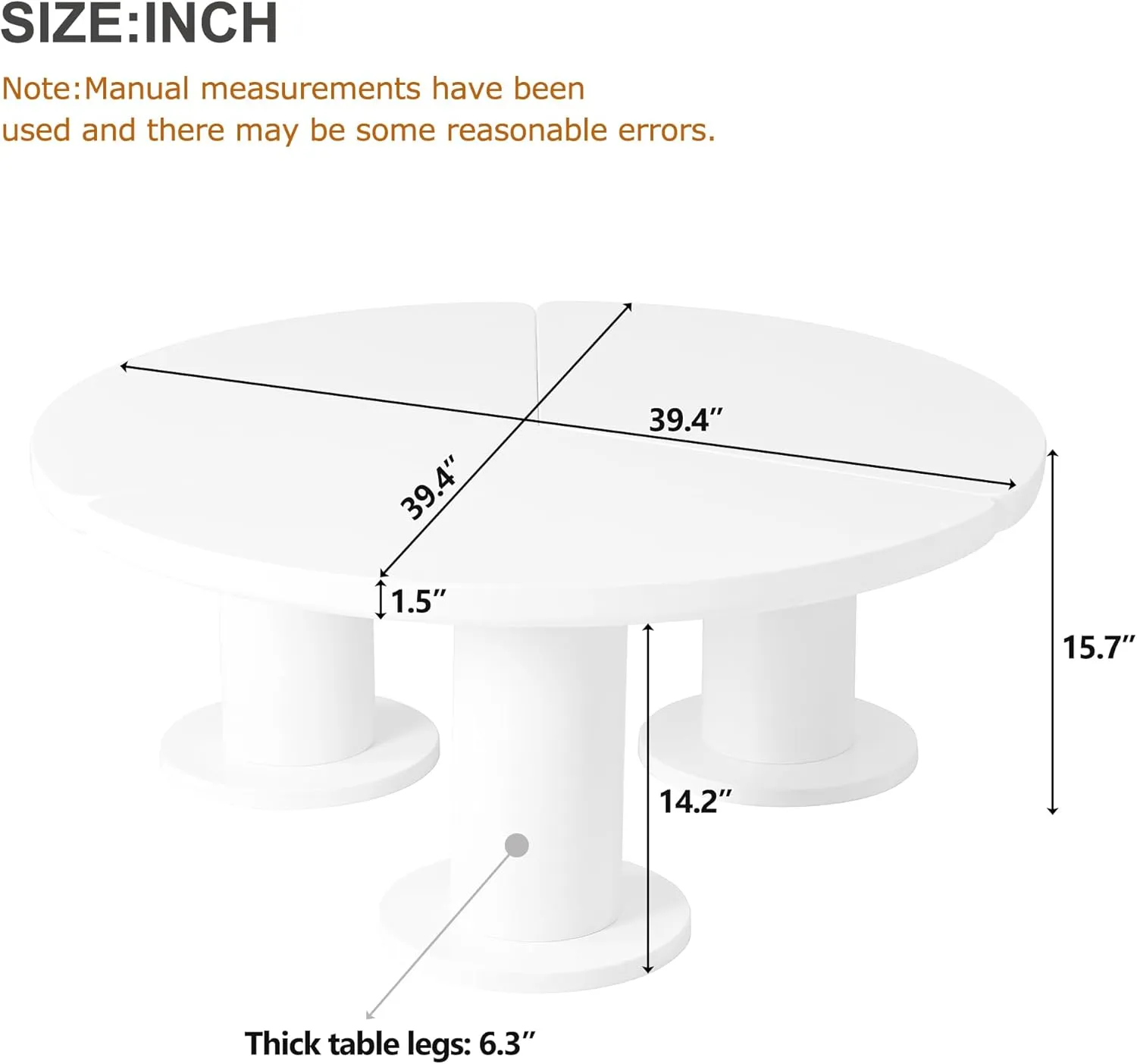 Merax 39.4" Round Petal-Shaped Wooden Coffee Table Cream Style CenterTable with 3 Thick Legs,Minimalist Irregular EndTable for Living Room