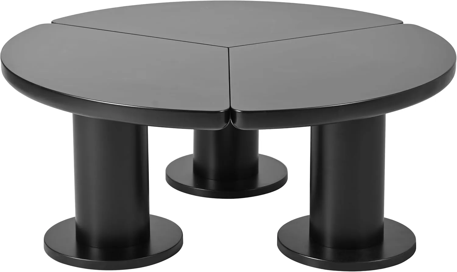 Merax 39.4" Round Petal-Shaped Wooden Coffee Table Cream Style CenterTable with 3 Thick Legs,Minimalist Irregular EndTable