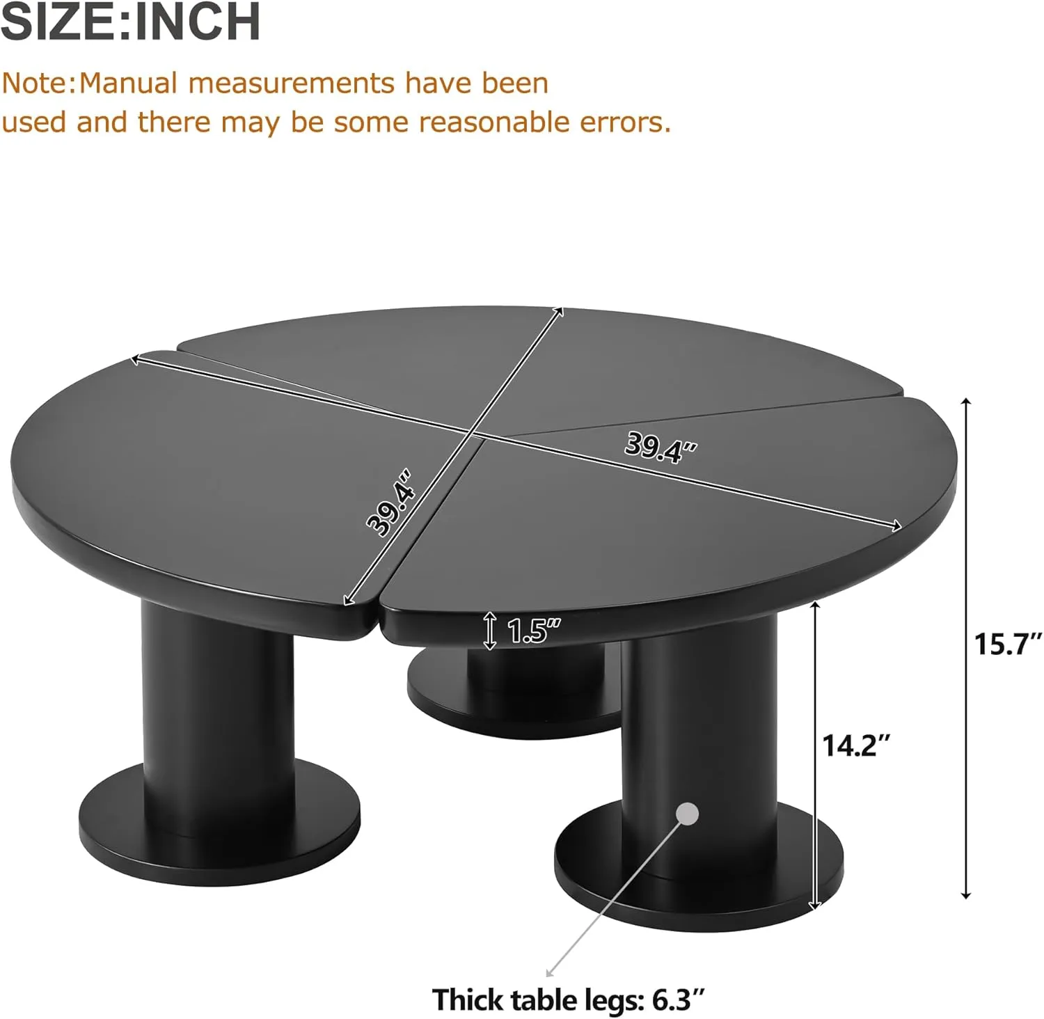 Merax 39.4" Round Petal-Shaped Wooden Coffee Table Cream Style CenterTable with 3 Thick Legs,Minimalist Irregular EndTable