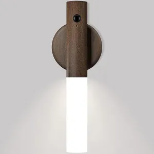 Miebul Motion Sensor Night Light, Magnetic LED Wall Lights Rechargeable Sensor Night Light Indoor Wooden Wall Sconce for Bedroom Corridor Staircase, Walnut Wood