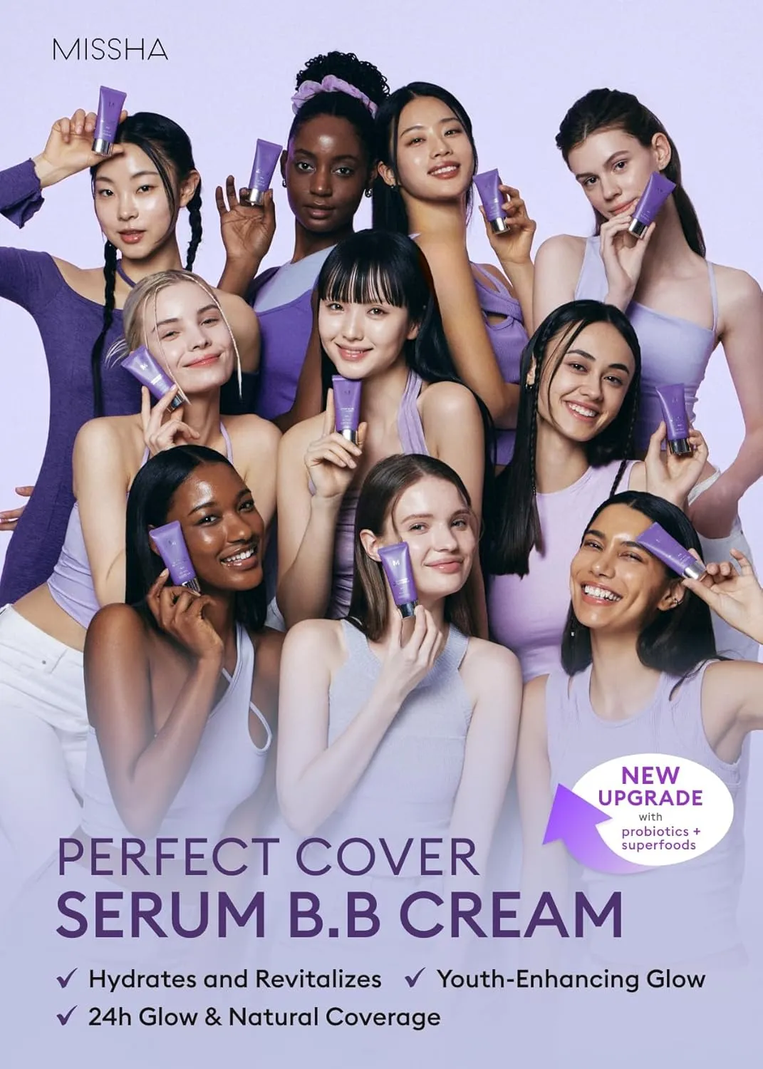 MISSHA M PERFECT COVER SERUM BB CREAM No.21 Light Beige - Light with Cool Undertone, Skin Tint, Tinted Moisturizer, Skin Care Foundation Makeup, Superfood Complex, Glass Skin, Korean Makeup,1.18 Fl oz