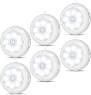 Motion Sensor Light Indoor, Under Cabinet Light, Ceiling Lights, AA Battery Operated Stick on Wireless Puck Lights for Wall, Step, Stair, Dimmable (6 Packs)