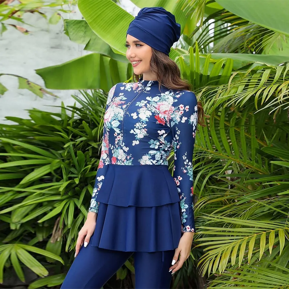 Muslim Swimsuits for Women One-Piece Modest Swimwear Long Sleeve Swimming Costume Full Cover Islamic Bathing Suit Burkini Set