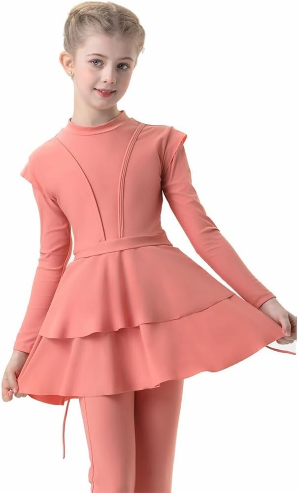 Muslim Swimsuits for Girls Modest Swimwear Full Cover Hijab Burkini Islamic Top Pants Cap 3PCS Rash Guard Sets